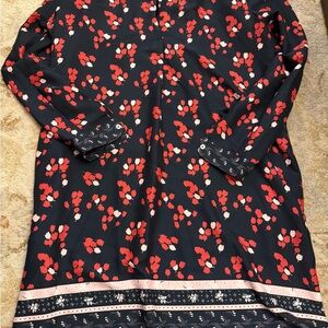 LOFT Black Dress with Red Floral Pattern